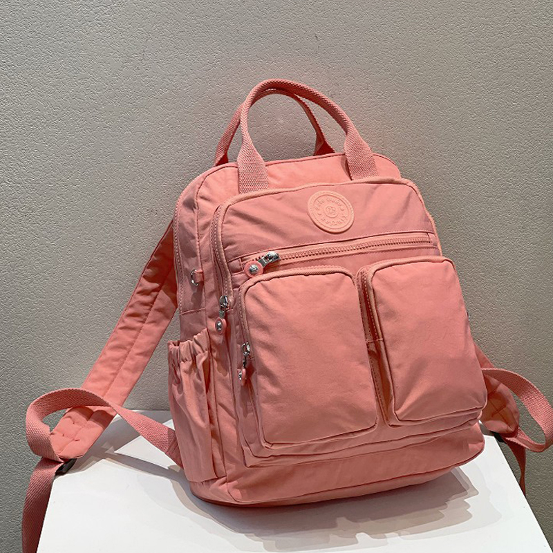 2023 mode Frau Rucksack Wasserdichte Nylon Weichen Griff Solide Multi-tasche Reise Zipper Feminina Schule Taschen Laptop Rucksack