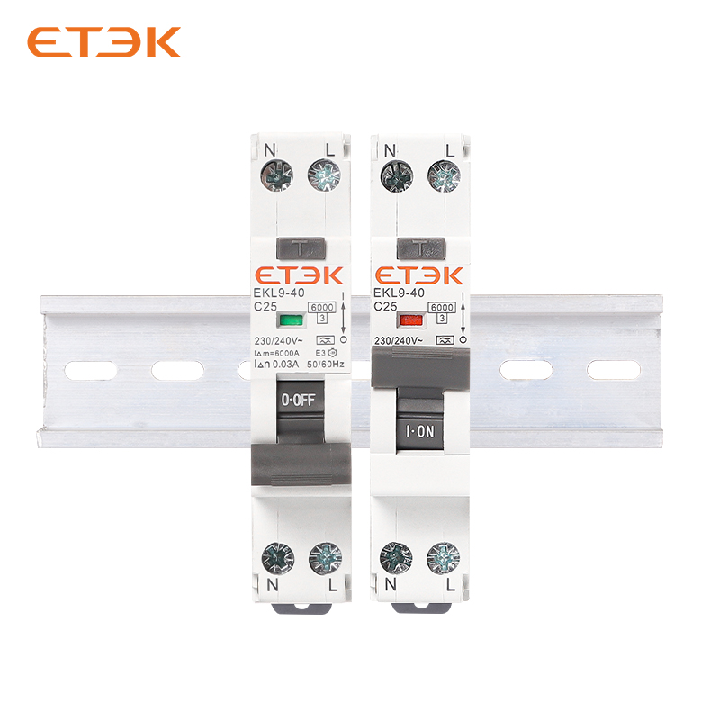 ETEK RCBO Автоматический выключатель остаточного типа A 6KA 1P+N 2P 16a 20a Curve CW с защитой от утечки перегрузки по току 30 мА EKL9-40