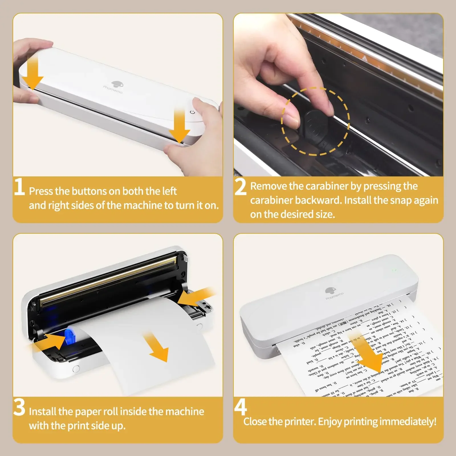 Phomemo A4 Thermal Paper M08F M832 M834 M835 Printer Quick-dry Continuous Thermal Paper Documents Study Notes 2/3/4 Rolls
