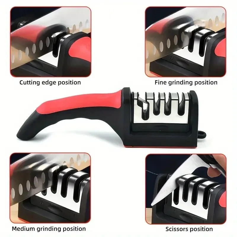 3-Segment มีด Sharpener มีด Sharpeners สําหรับมีดครัวสแตนเลสสามวัตถุประสงค์ Sharpening Stone สําหรับเครื่องมือห้องครัว