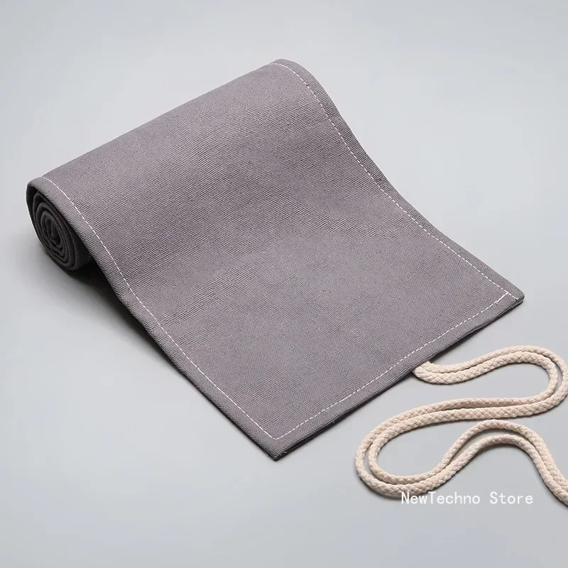 Canvas Roll Up Pen Curtain Case Pencil Bag Makeup Wrap Holder Storage Pouch School Supplies