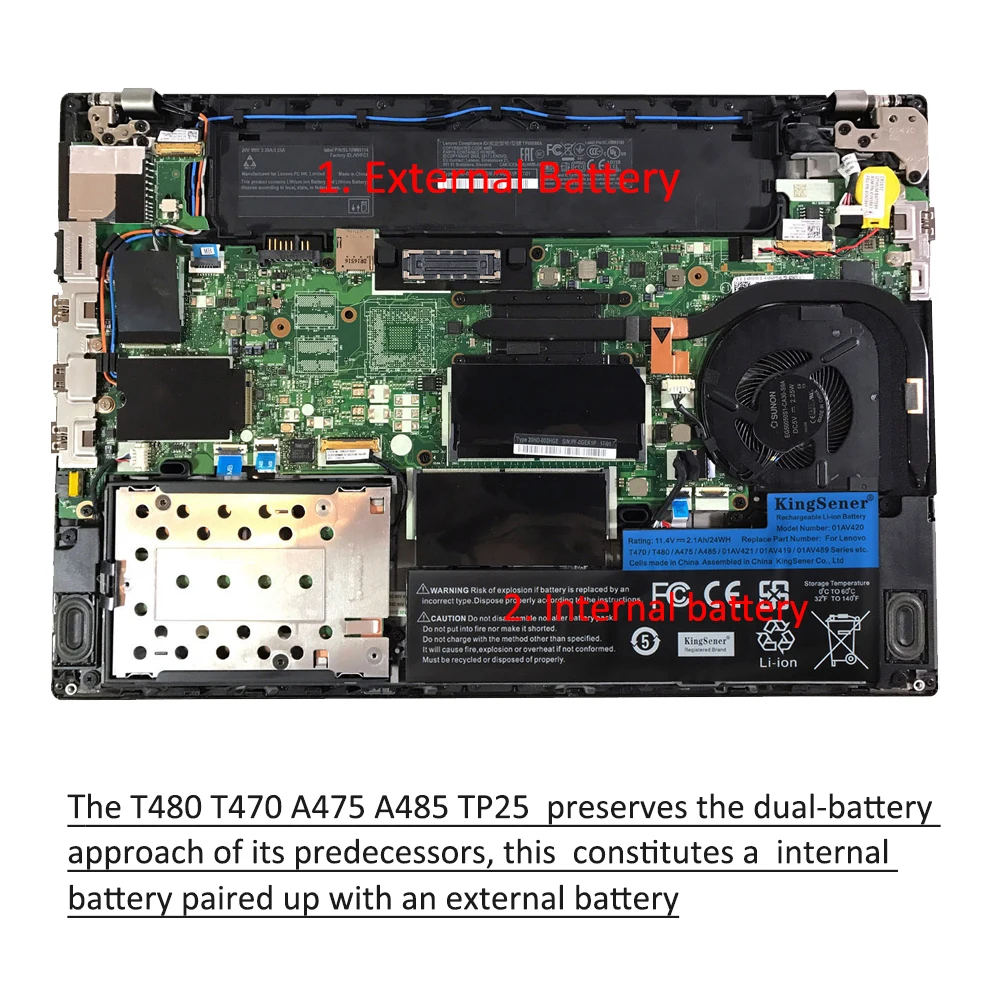 KingSener Pin Bên Trong Cho Lenovo ThinkPad T470 T480 A475 A485 TP25 01AV419 01AV421 01AV489 01AV420 SB10K97576 SB10K97578