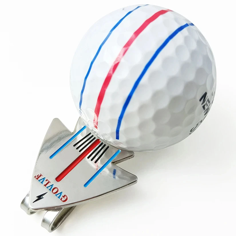 1pc Golf Putting Allineamento Strumento di mira Indicatore di palla con clip magnetica per cappello Modello di aereo, Accessori per allenamento da golf, per golfista