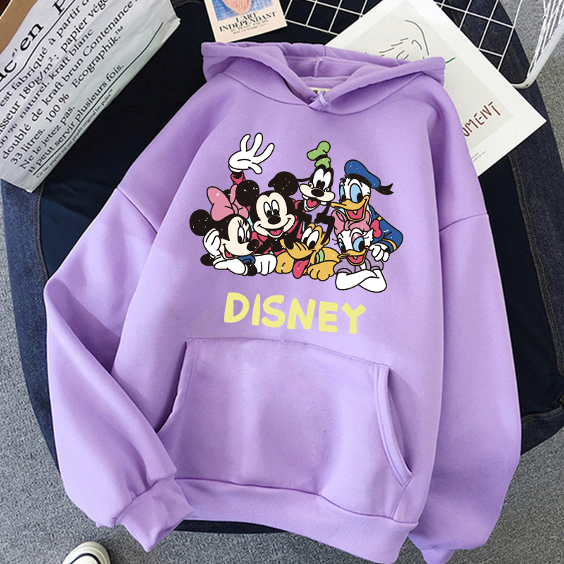 2024 Minnie Disney Sudadera con capucha Crop Top Mickey Mouse mujeres sudaderas con capucha niños niñas ropa de calle Harajuku