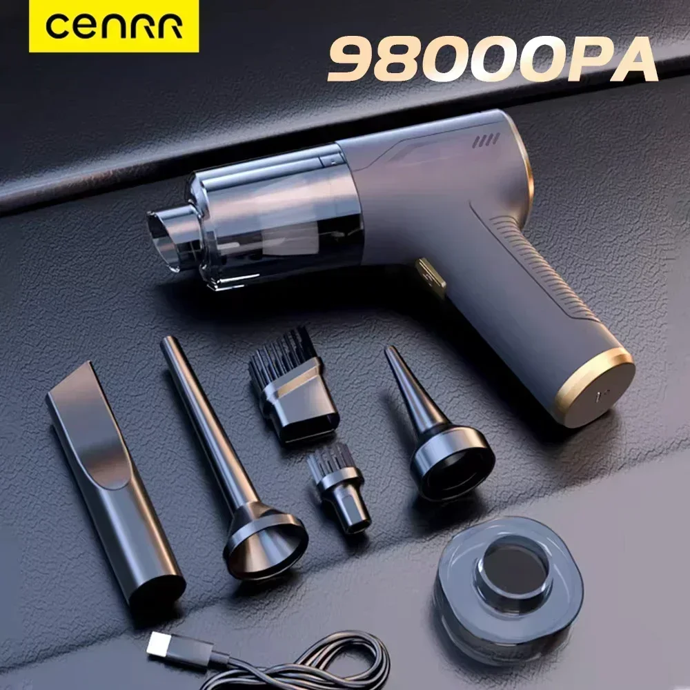 CENRR Mini aspiradora de coche 98000PA inalámbrico potente aspiradora portátil de mano máquina de limpieza limpiador de coche