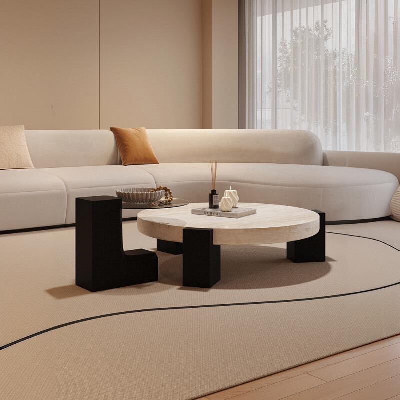 Moderner runder Couchtisch Lounge Center Klarer sitzender Wohnzimmertisch Marmor Weiß Haushalt Stolik Kawowy Möbel