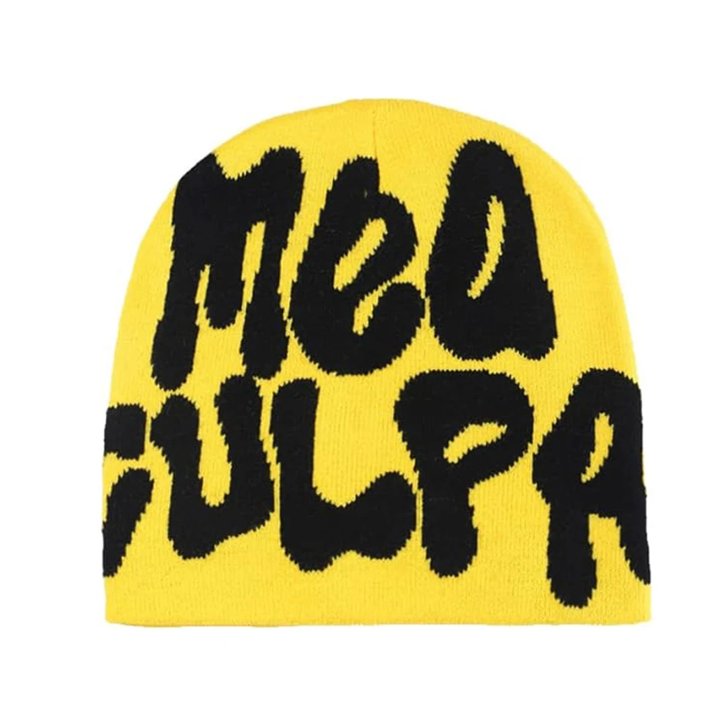 Gorro unisex Y2k, gorro de invierno con gráfico MEA, gorro de punto cálido, gorros de Hip Hop para hombres, bonito gorro Y2k Original para hombre