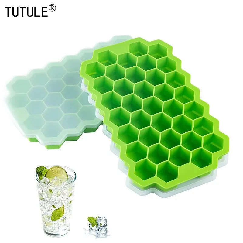 37 Compartment Honeycomb Ice Compartment Molds Jelly Ice Cube Tray with Lid Honeycomb Ice Cube Ice Box Moulds