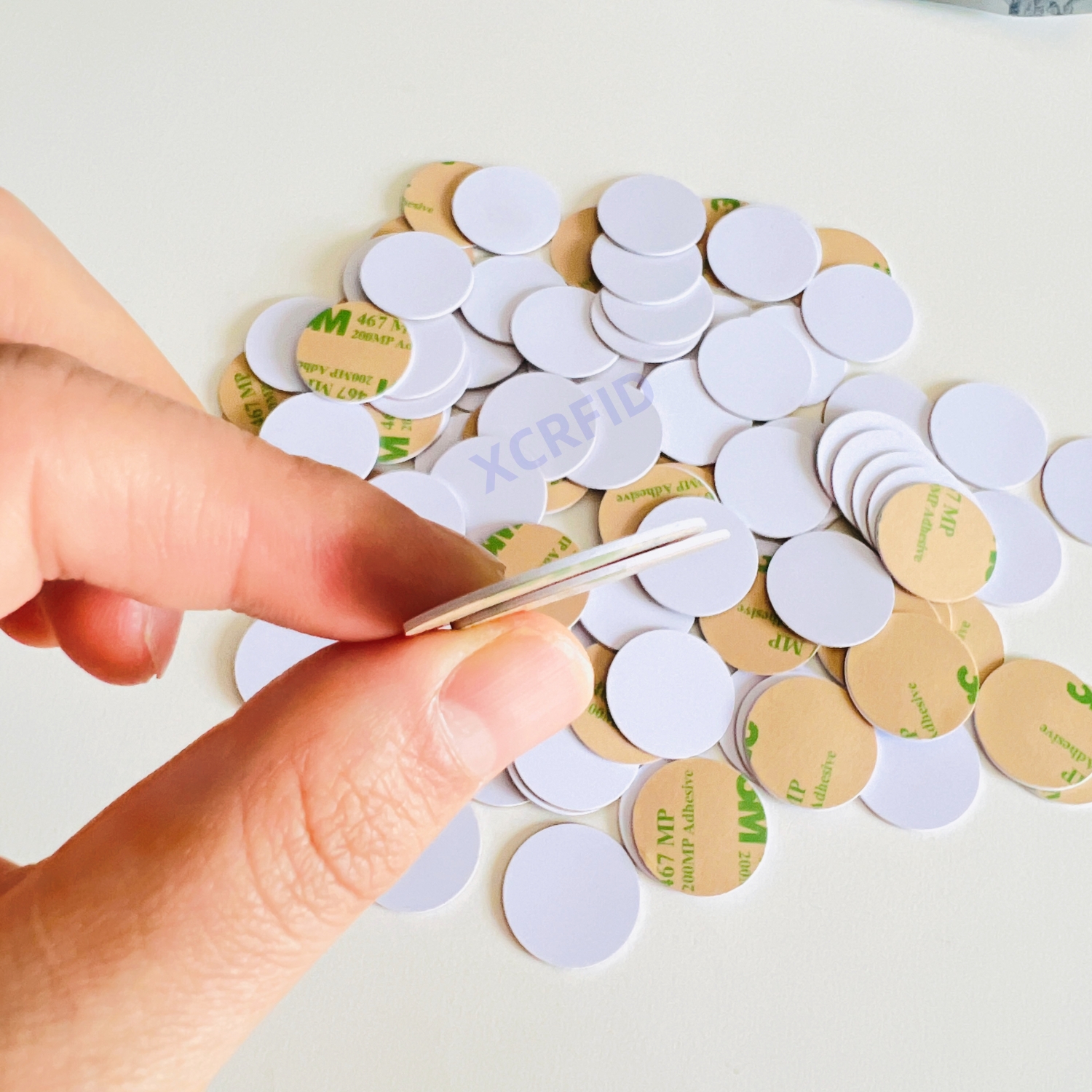 Writable RFID 125khz Rewritable T5577 Sticker Coin Adhesive Back Dia 25mm Thickness 1mm