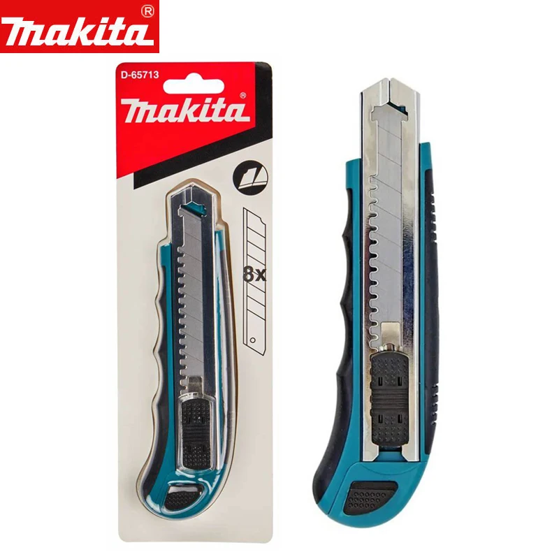 MAKITA ‎ D-65713 18mm Slide Lock Snap Off Knife Total 8 Lâminas Lâminas Extra Retráteis Faca com Cabo de Borracha Confortável