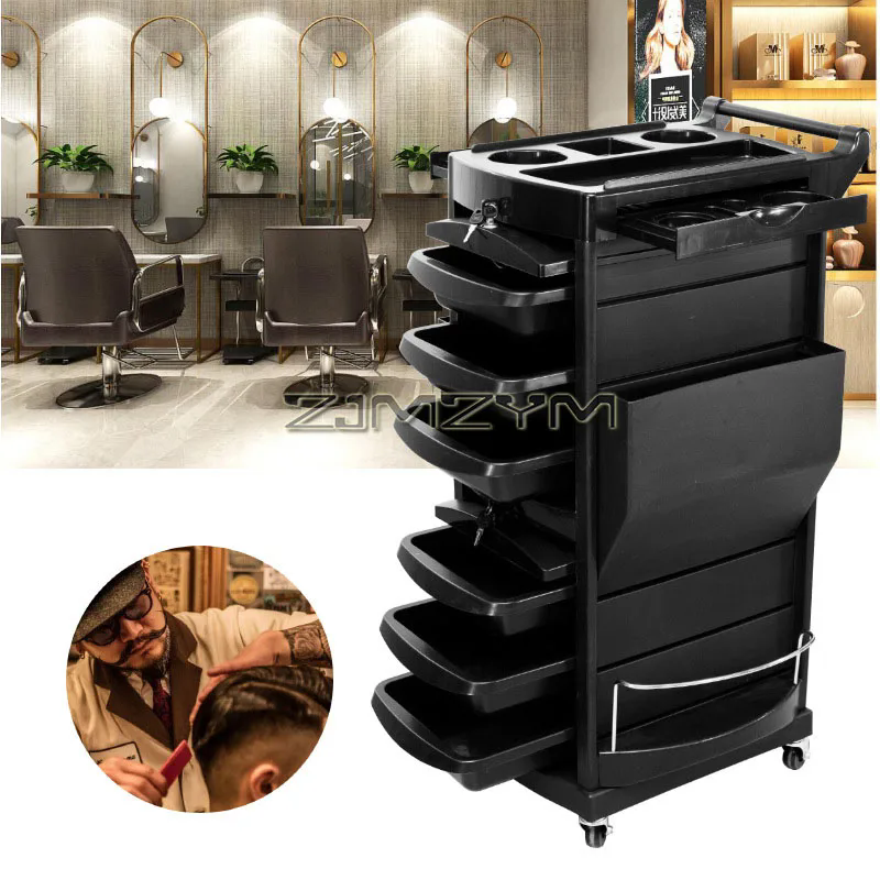 Professional Barber Cart with Wheels Multi-layer Salon Trolley High Capacity Mobile Hairdressing Storage Cabinet Stand for Tools
