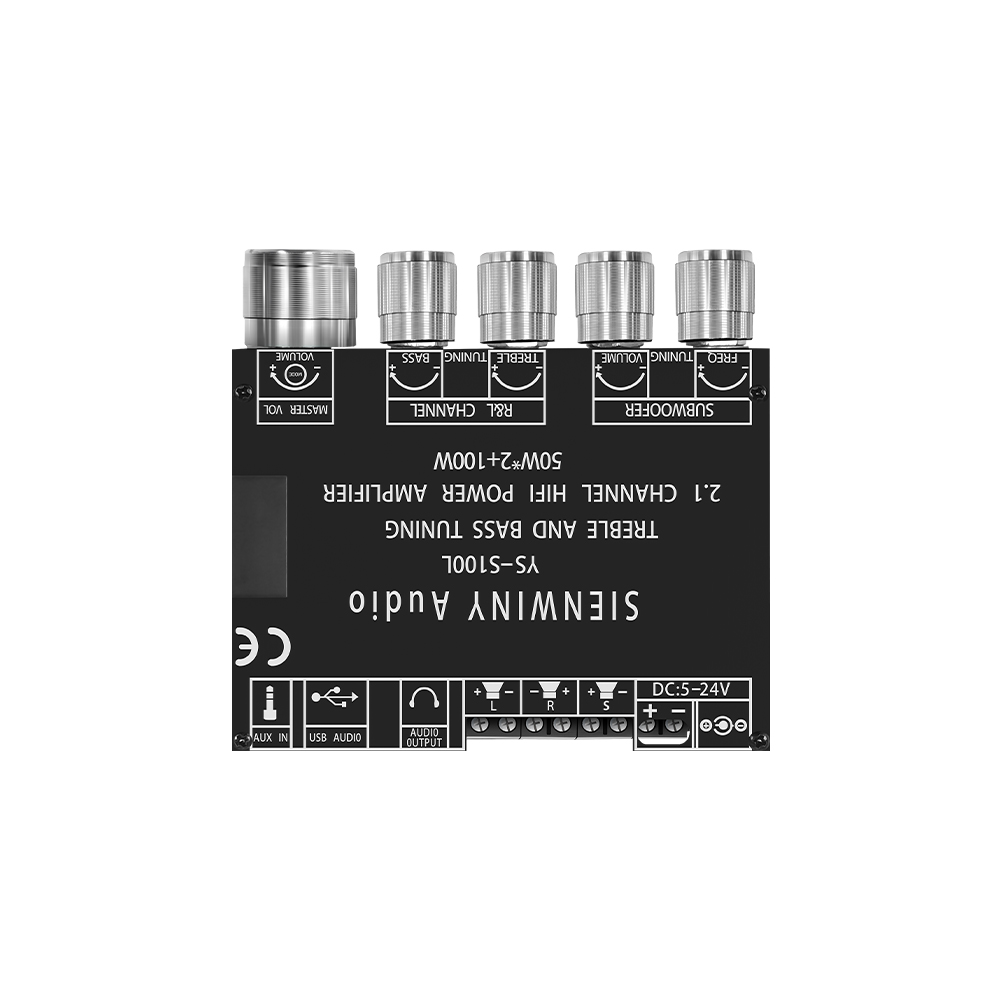 Carte amplificateur Bluetooth 5.0 YS-S100L 2.1 canaux, avec contrôle par application 50Wx2 + 100W, Module d'ampli de puissance Audio HiFi pour caisson de basses