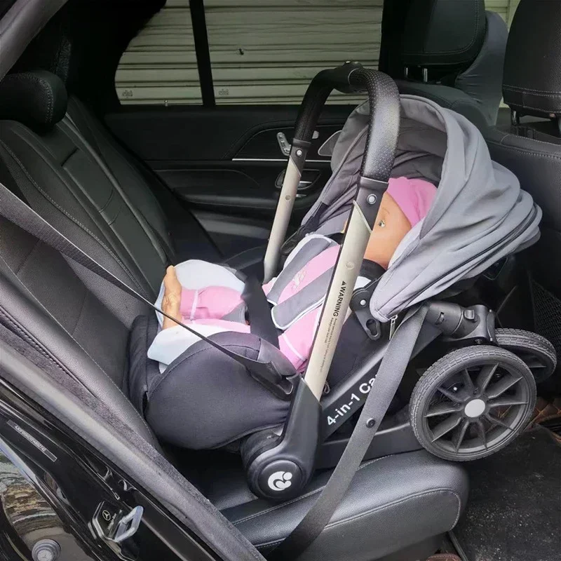 Ue em estoque carrinho de bebê 4 em 1, carrinho multifuncional dobrável com assento de carro carrinho de bebê portátil 3 em 1