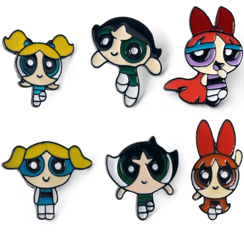 Lustige Cartoon Powerpuff Girls Emaille Pins für Rucksack Brosche Zubehör Anime Schmuck Kleidung Pins Geschenk für Kinder