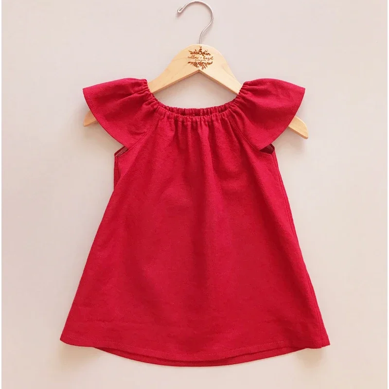 Vestido de verano para niñas pequeñas, vestido sencillo de algodón para el hogar, vestidos sólidos para niños, vestidos informales sueltos para niños, ropa