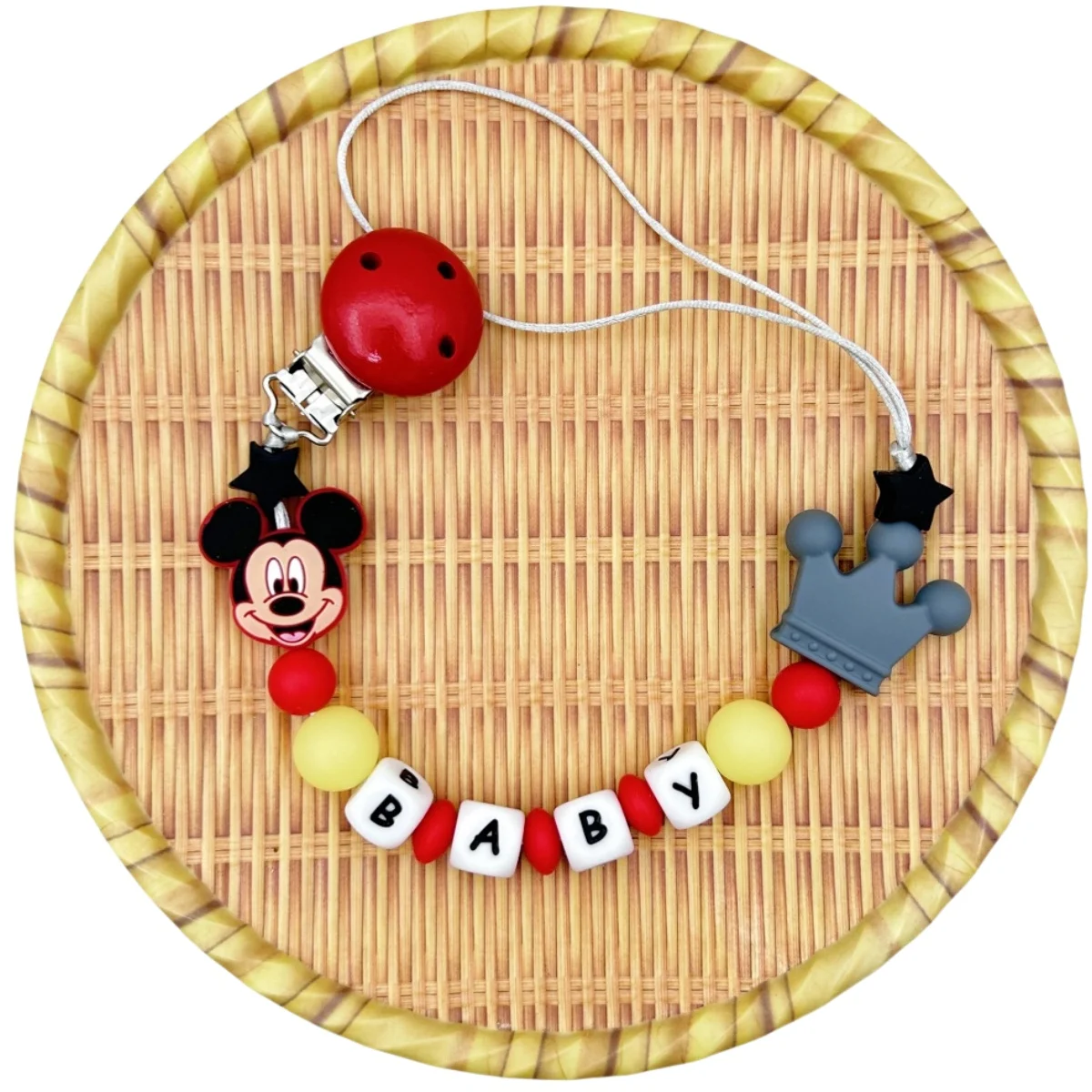 Personalizado inglês rússia nome do bebê dos desenhos animados silicone contas luminosas pingente chupeta clipes correntes titular mordedor bebê brinquedo kawaii