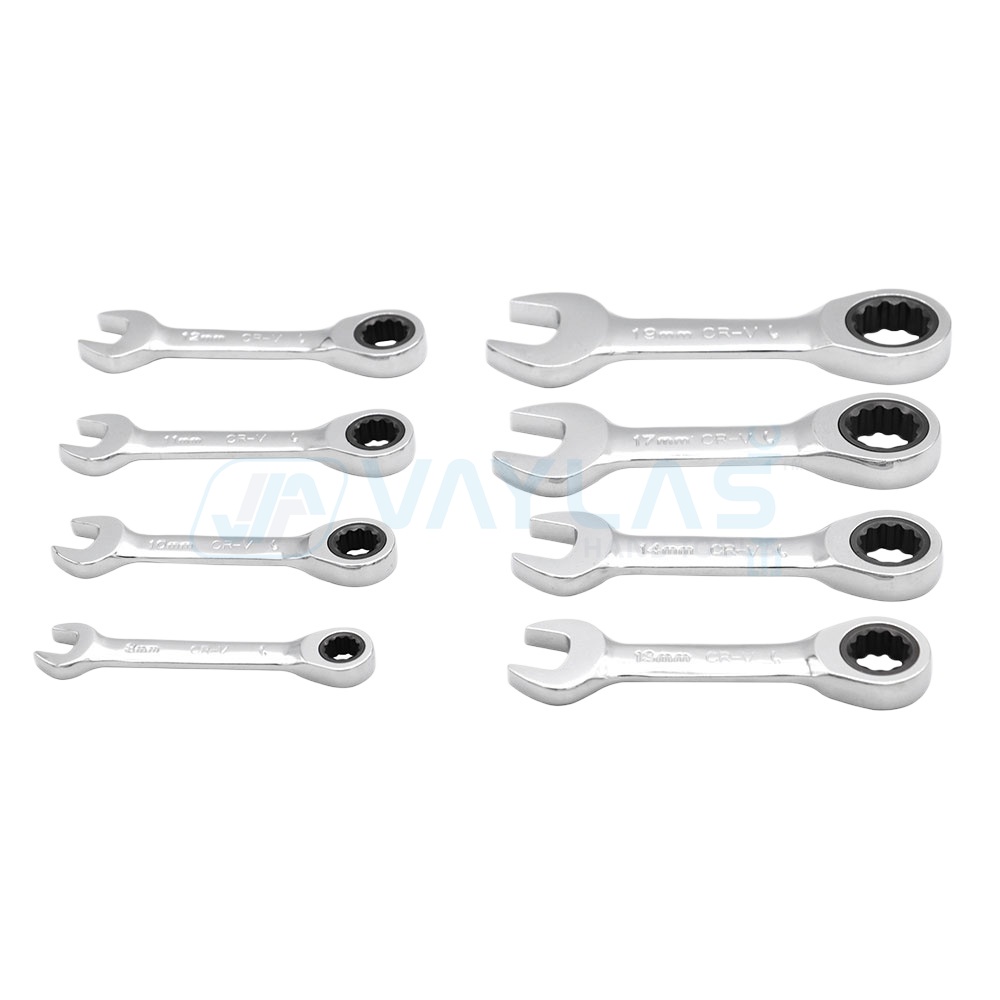 Mini herramienta de llave de trinquete de 8-19mm, llave ultracorta, llave combinada de trinquete rechoncha, pulido de espejo 72T, reparación de automóviles para el hogar, 1 ud.