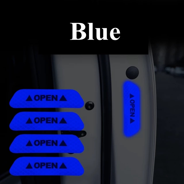 Pegatinas reflectantes de advertencia Anticolisión de seguridad para puerta de coche, papel reflectante de larga distancia, pegatinas decorativas, 4 piezas