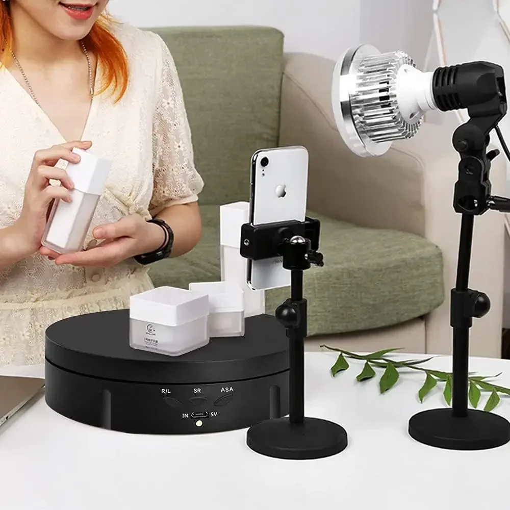 Motorized Photography Rotating Display Stand, 90/180/360 Degree Photography Turntable Stand for Product Photography Display