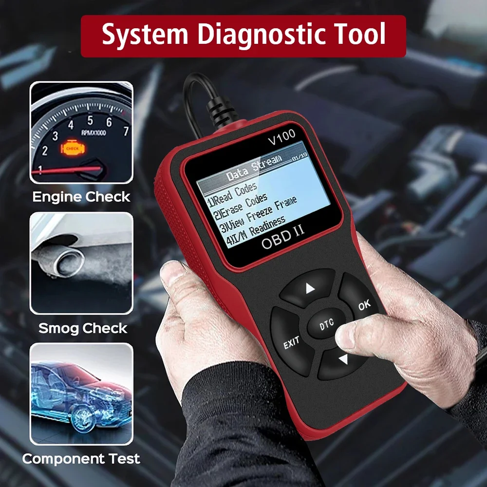 Ferramentas de diagnóstico de carro v100 obdii eobd acessórios automotivos universal plug and play display digital obd 2 scanner leitor de código obd2
