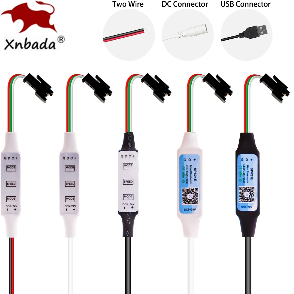 Mini WS2812B WS2811 LED Điểm Ảnh Dải Ánh Sáng Điều Khiển 3 Phím USB DC SP621E Nhạc Bluetooth Ứng Dụng Điều Khiển DC5V-24V