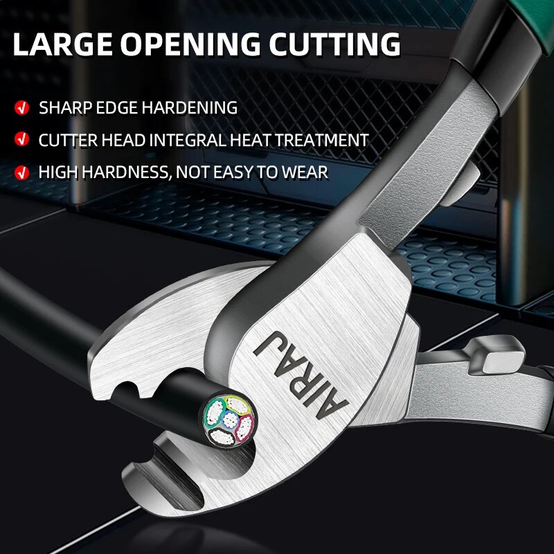 Airaj-多機能ケーブルカッター、電気技師用の手動ツール、滑り止めおよび耐久性、工業用グレード、6インチ