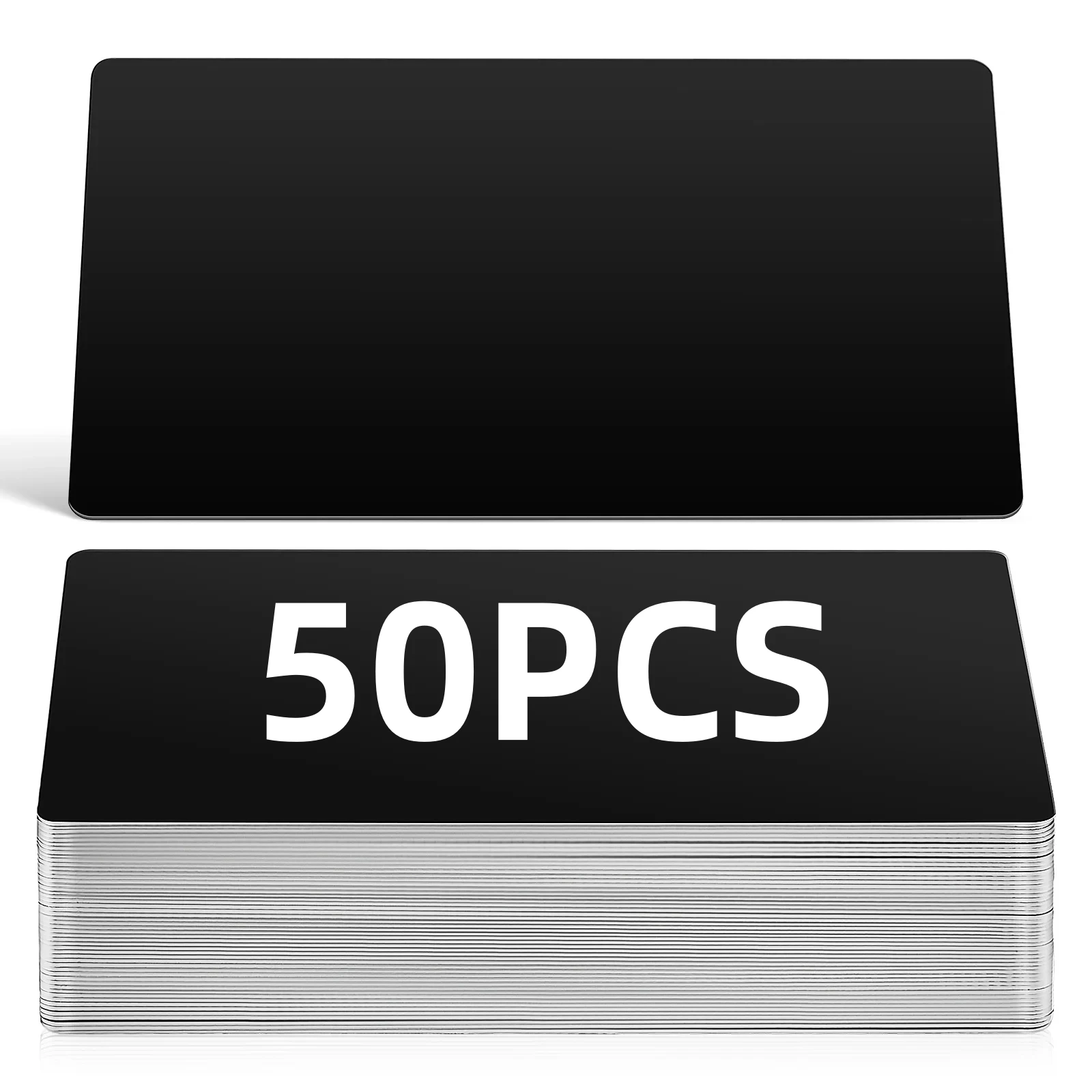 NEJE 50 tarjetas de aluminio negro para máquina de grabado láser CNC, fabricación de manualidades láser, tarjeta de visita de Metal multiusos