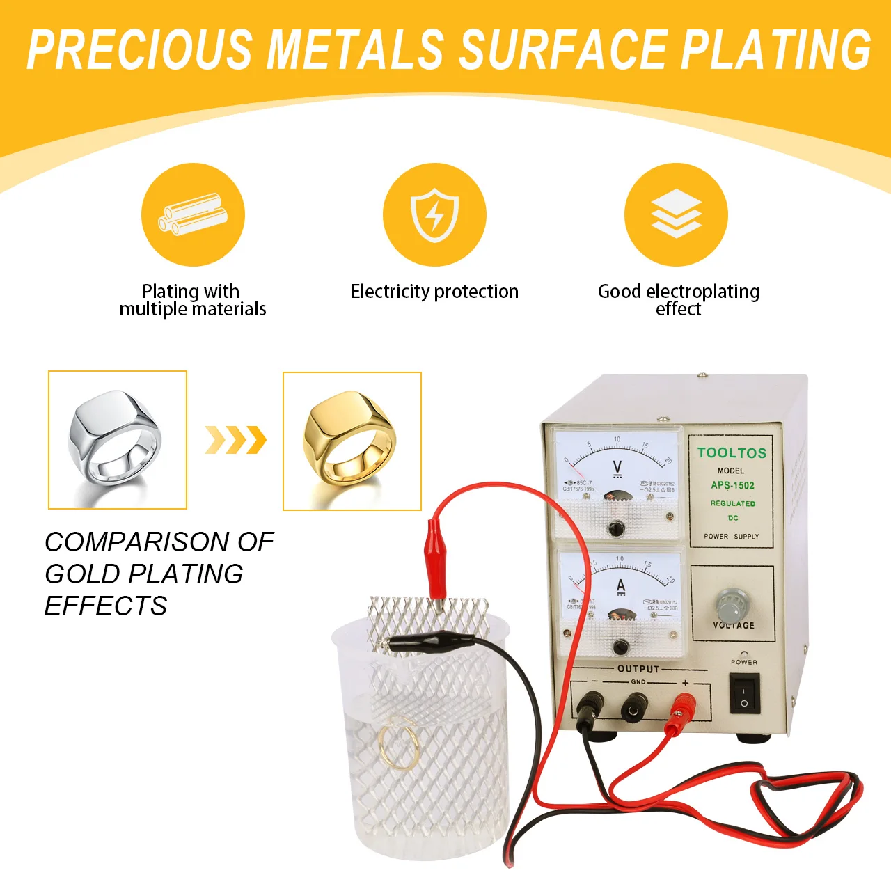 Portable Jewellery Electroplating System Electroplating Gold Silver Jewellery Plating Machine Electroplating 3A+ Conductive Wire