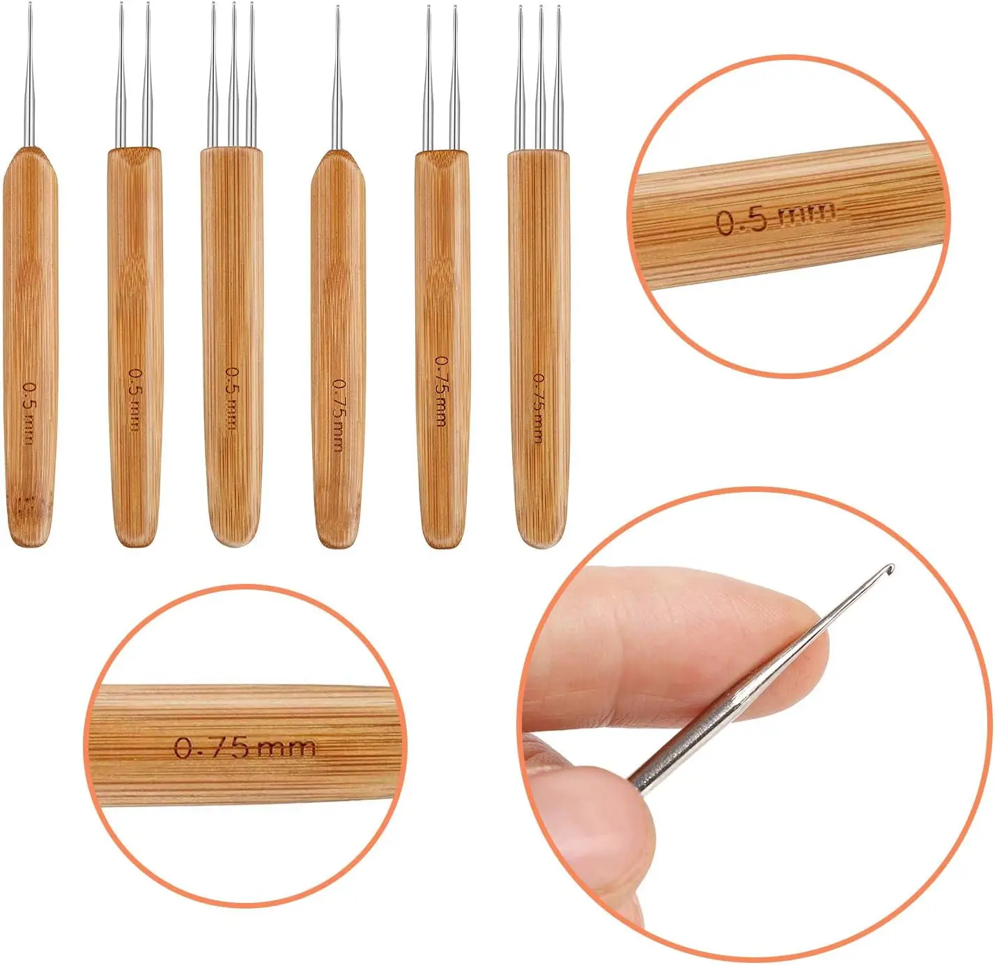 ชุดเครื่องมือถักโครเชต์เดรดล็อค 8 ชิ้น เข็มถักผมเดรดล็อค เข็มสานผมวิก