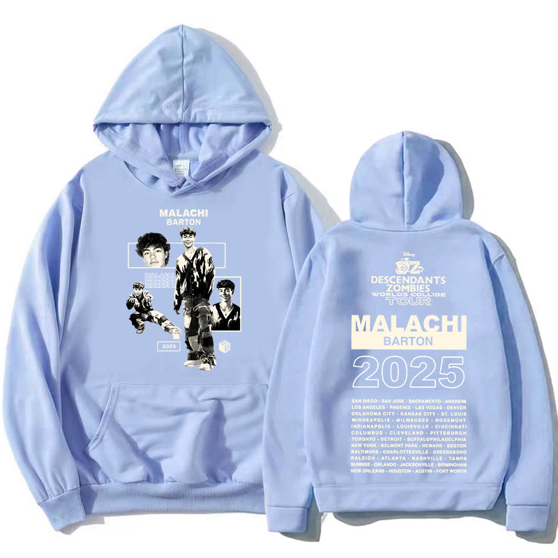 Толстовки Zzombies Worlds Collide Tour 2025, толстовки с рисунком Малачи Бартона, актера, модные пуловеры с капюшоном и длинными рукавами с принтом