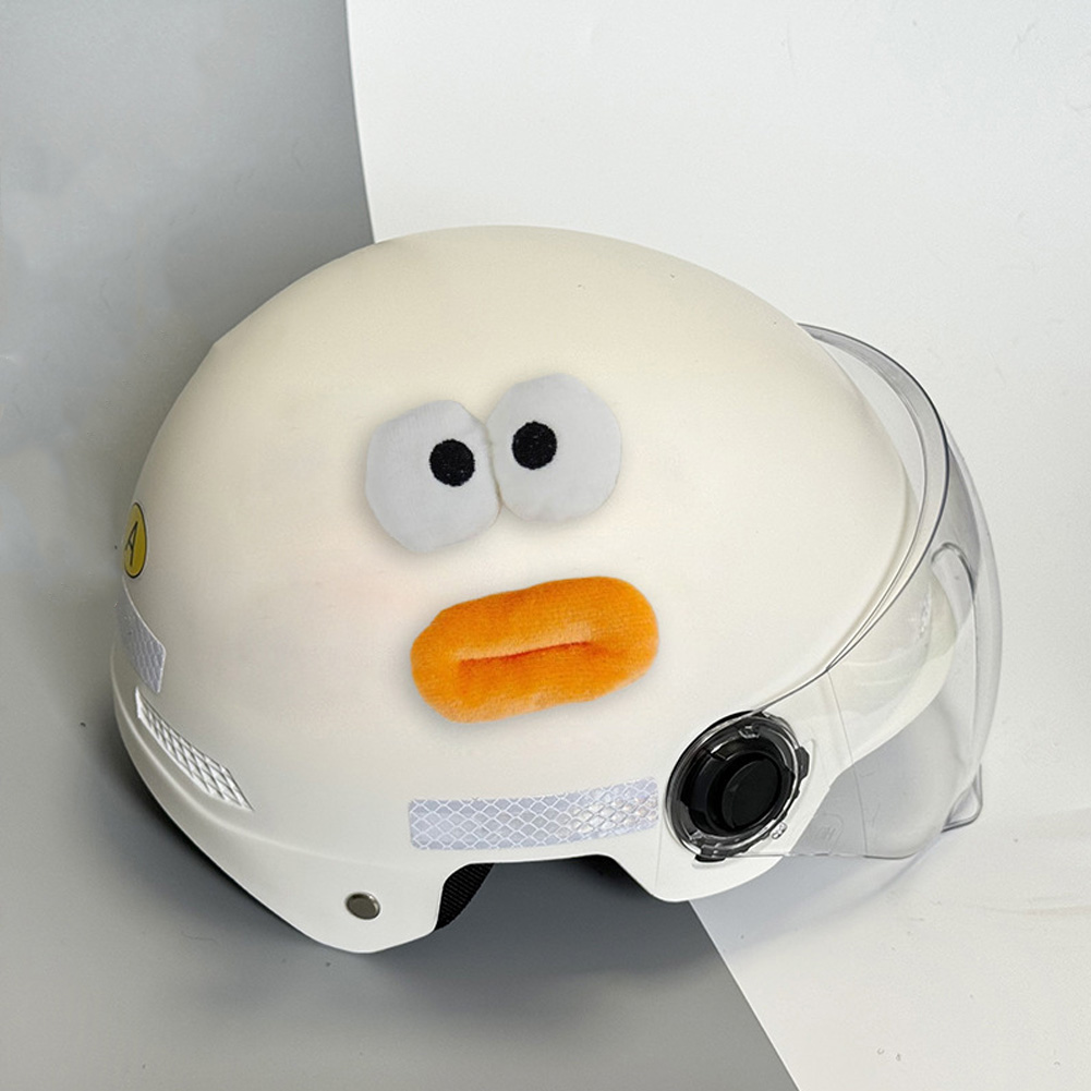 2 шт., милые украшения для мотоциклетного шлема для мотокросса, анфас, внедорожный шлем, наклейка, мягкий плюшевый рот и большие глаза