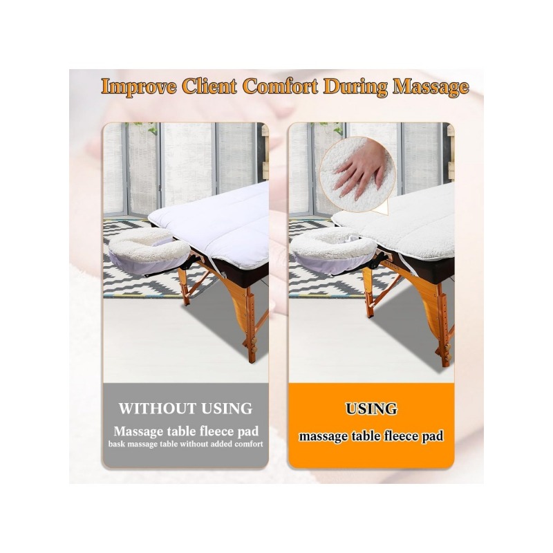 2 Sets Quilted Fleece Massage Table Pad Set, Natural, Soft, 76 x 34 Inch Spa Massage Table Pad, Includes Pad and Face。