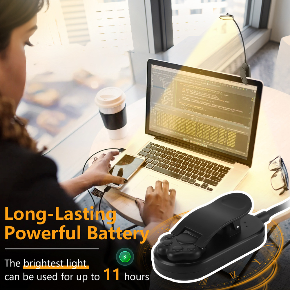 Mini lámpara LED con Clip para libros, lámpara de lectura recargable por Usb, luz de lectura de libros, luz de lectura portátil para libros, luz nocturna de lectura para dormitorio