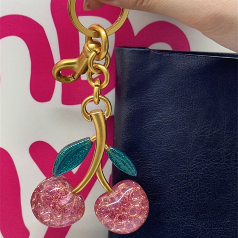 Five Different Styles Crystal Cherry Charm Pendant  For Coach Bag Women's Handbag Shoulder Bags Keychain Attachment Parts