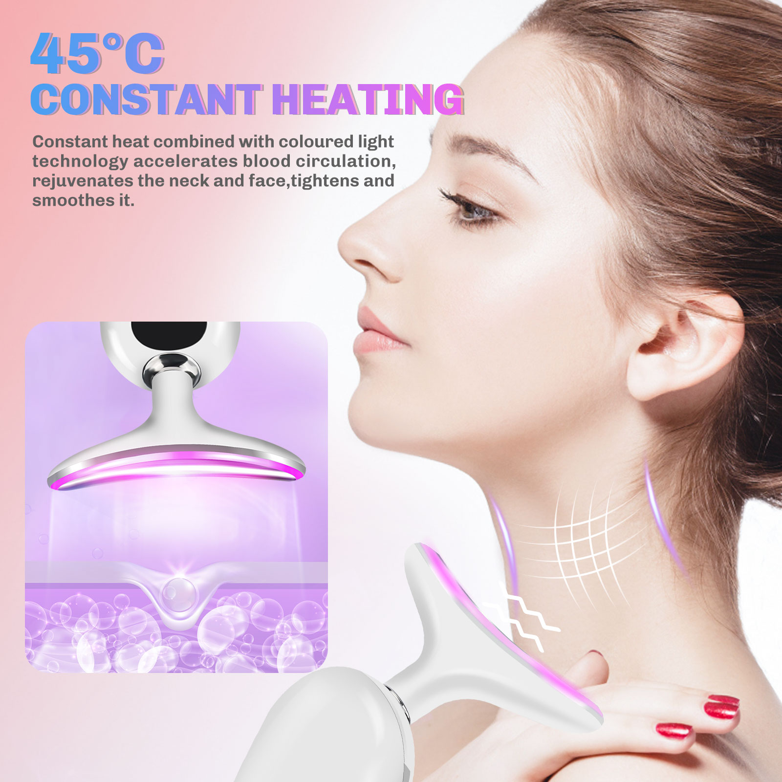 Mais novo dispositivo de beleza facial para pescoço, 3 cores, terapia de fótons led, apertar a pele, reduzir o queixo duplo, antirrugas, remover ferramentas de cuidados com a pele