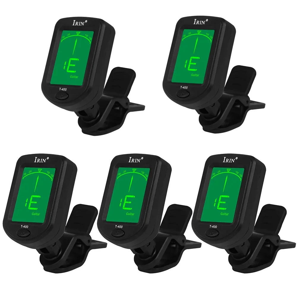 Clearance_IRIN T-400 Afinador de guitarra Afinador de tono digital con clip para bajo Violín Guitarra Ukelele eléctrico Universal Rotata de 360 grados
