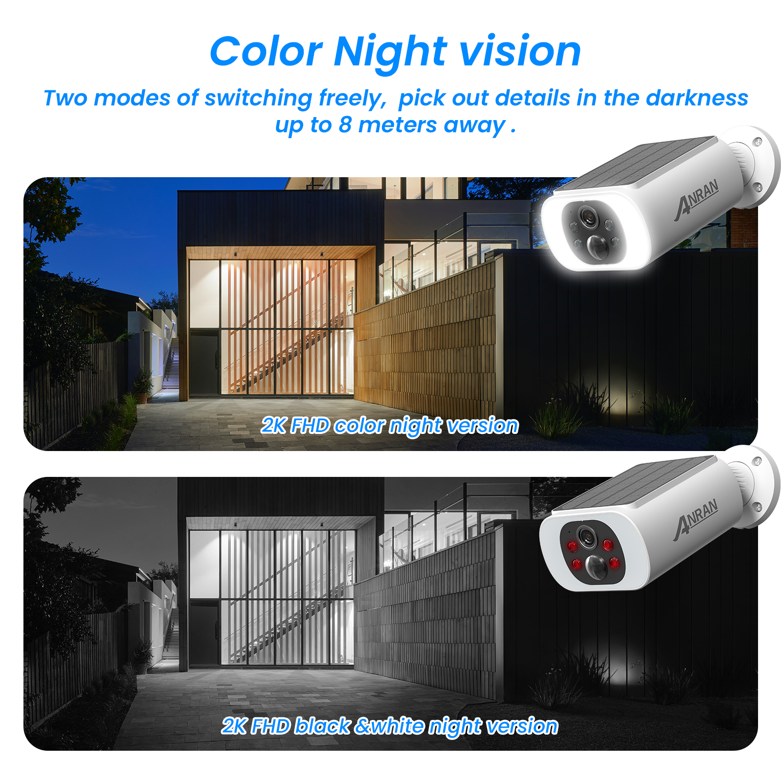 ANRAN 2/3/4 Uds cámara inalámbrica WIFI para exteriores 2,4G 3MP batería cámara de seguridad Solar reflector Color visión nocturna alarma Local