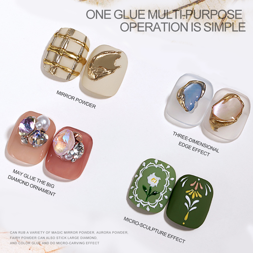 Semi-solid Magic Mirror Powder Modeling Gel 3D Tranparent Phototherapy Nail Art Glue Multifunctional Glue Soak Off UV Manicure8g