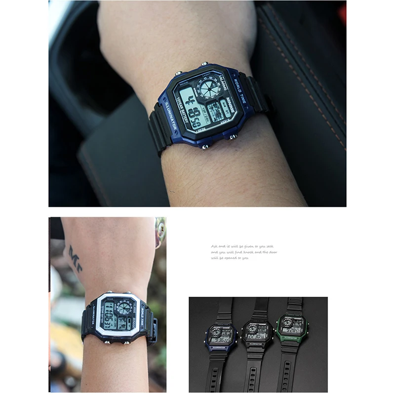 Reloj deportivo Digital luminoso para hombre, cronógrafo electrónico Delgado, resistente al agua