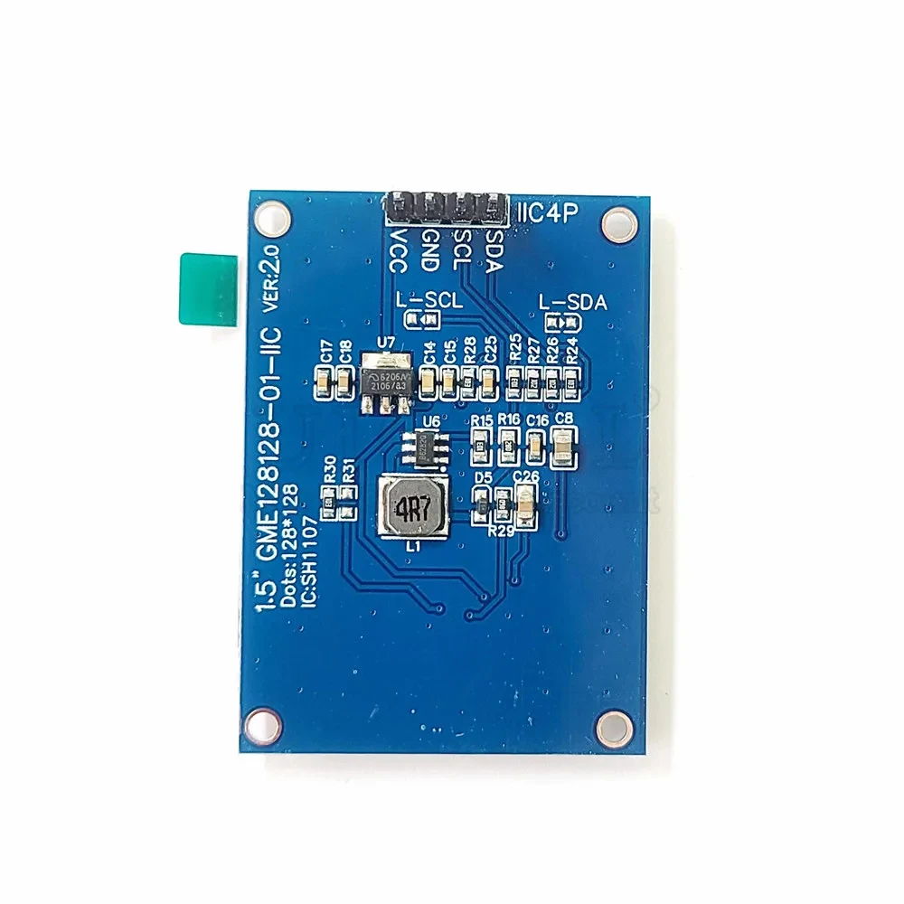 Nuevo módulo LCD OLED de 1,5 pulgadas pantalla blanca 128*128 puntos Chip controlador SH1107 COG I2C IIC 4PIN 3V-5V