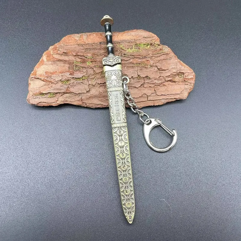 1 PC Mini ดาบรูปร่างจี้พวงกุญแจอาวุธรุ่น Sheath ของเล่นมีดโลหะอะนิเมะ Key แหวนเครื่องประดับกระเป๋า Charm อุปกรณ์เสริม