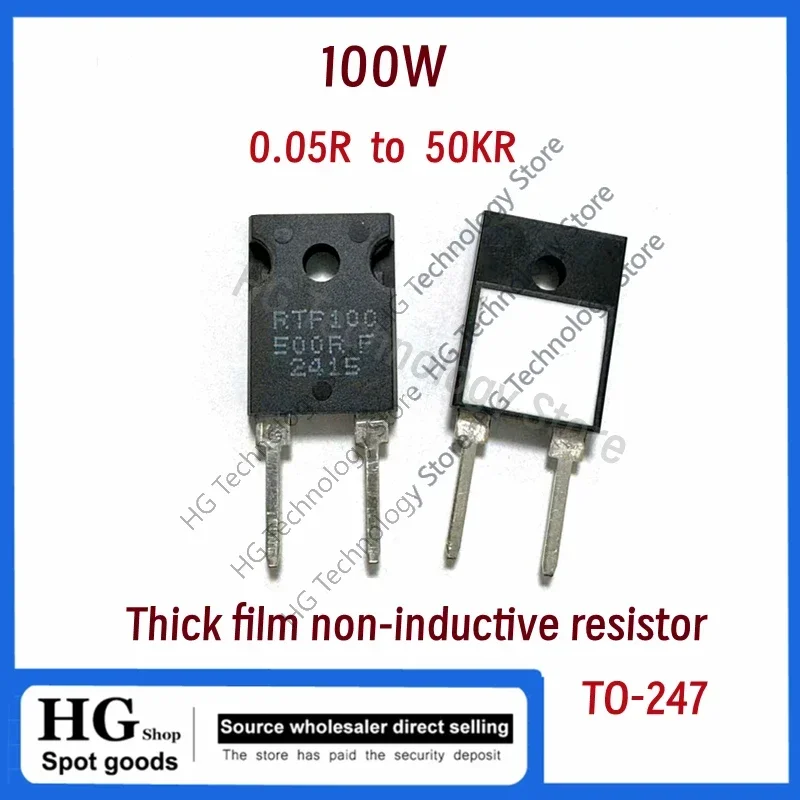 100W R0.05 a 5K RTP 0.05R 0.5R 10R 20R 100R 1K 10K film spesso to-247 resistore di precisione di campionamento non induttivo a film spesso 500R