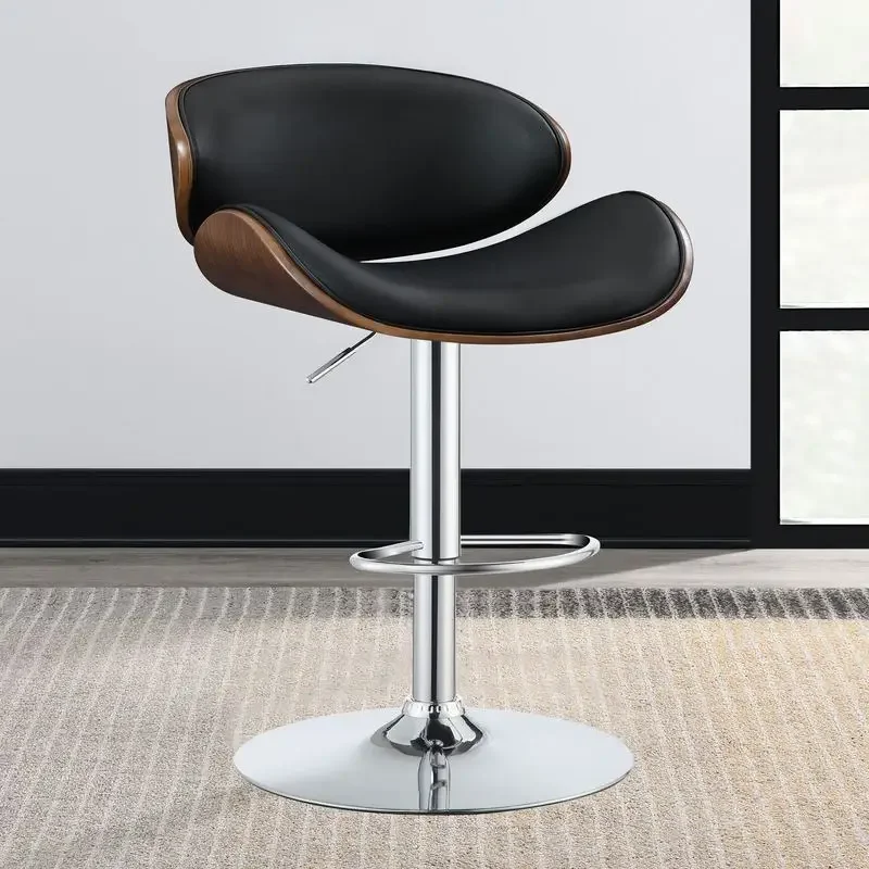 Adjustable Swivel Barstools PU Leather Counter Stools 24" to 46" Bar Chairs with Backrest Modern Bar Seating Counter