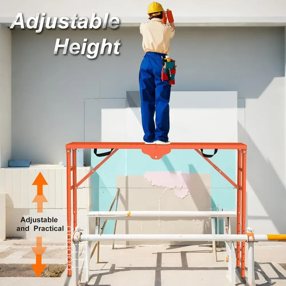 Scaffolding Platform, Folding Work Platform Scaffold 70.8''(L) x15.7''(W) Adjustable Height Scaffolding Portable Work Platform