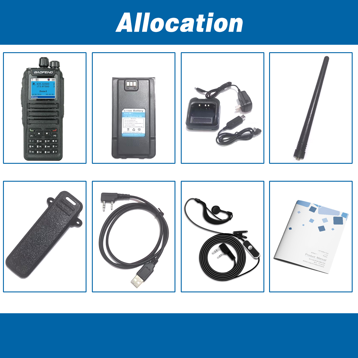 DM-1701 Dualband Dual Time Slot dmr/analoges Funkgerät, 3.000 Kanäle Amateurfunk/freies Programmier kabel, Ladegerät und ptt