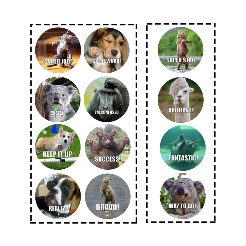 500 ชิ้นสติกเกอร์รางวัลสร้างแรงบันดาลใจสติกเกอร์ม้วนสําหรับเด็กสําหรับโรงเรียนรางวัลนักเรียนครูสัตว์น่ารักสติกเกอร์ป้าย