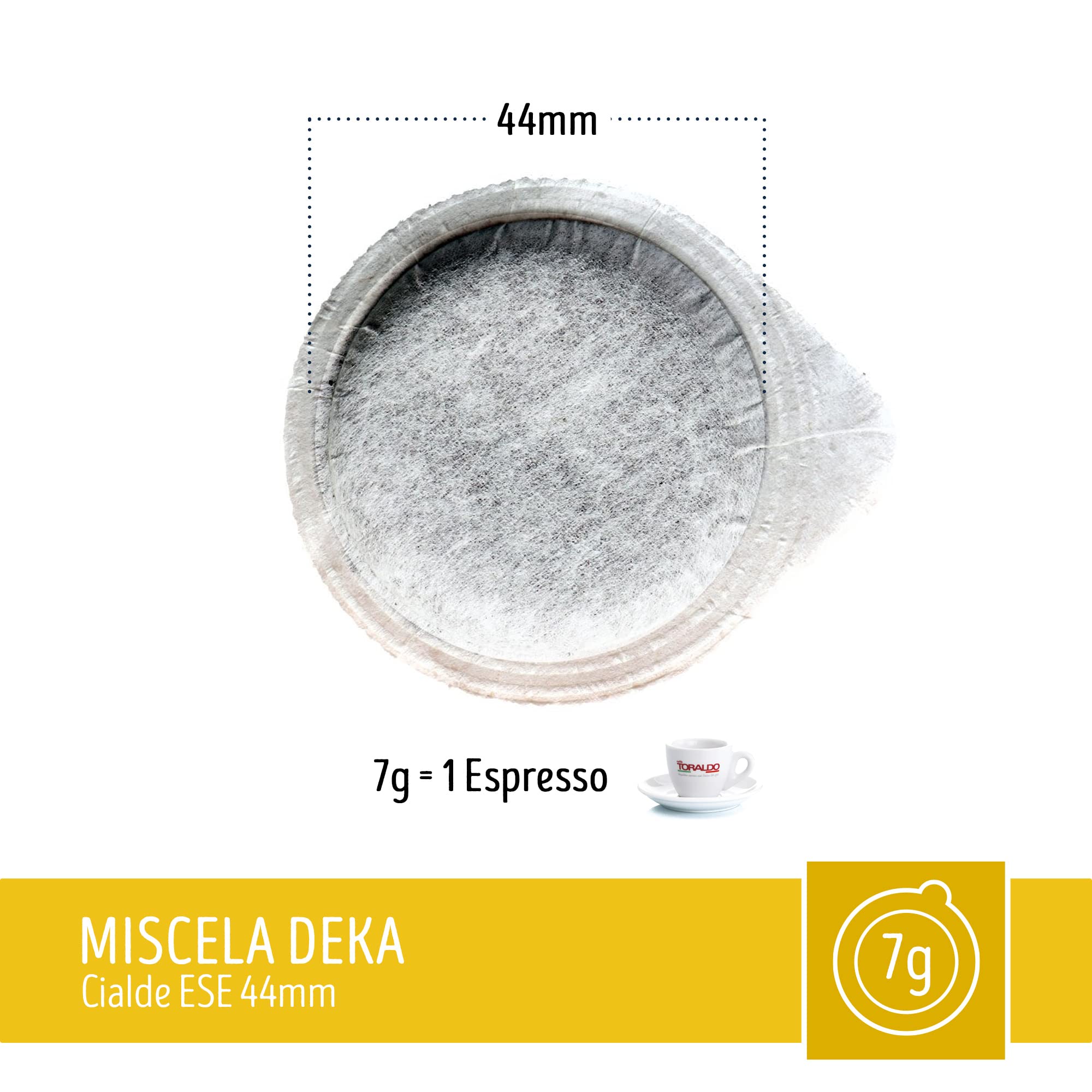 TORALDO KOFFIE |   Caffes ESE44 |   Koffie geselecteerd, geroosterd en Torrefied in Italië |   Excellence of the Napolitan Coffee (600 Caffes, Mixture Dek)