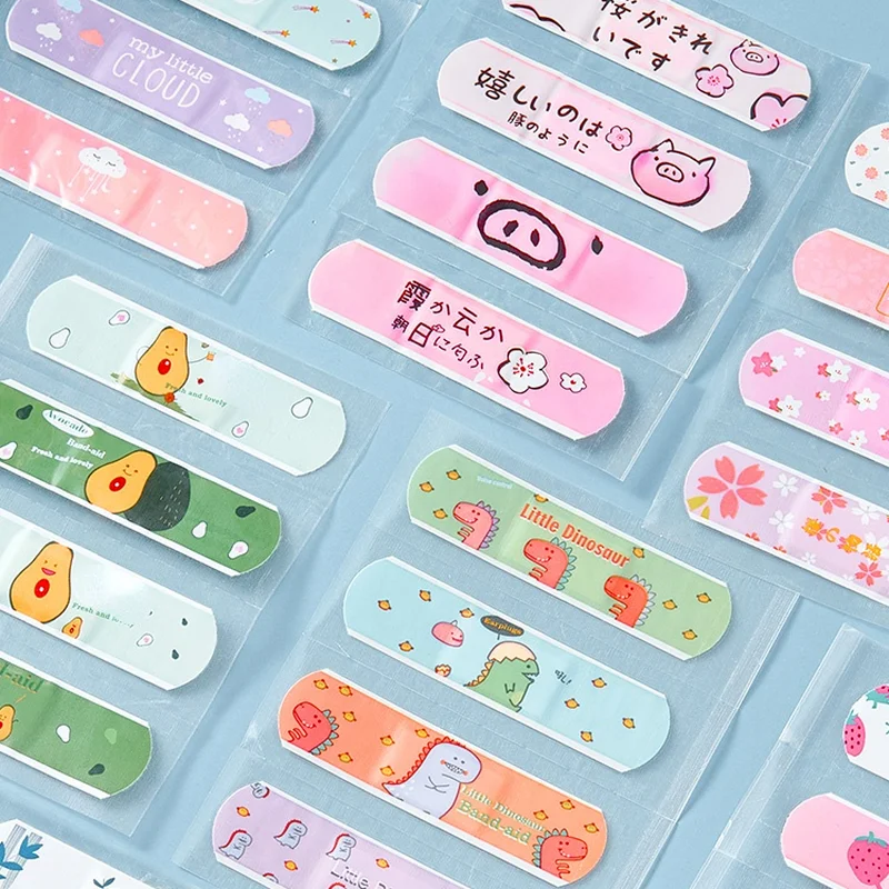 20pcs น่ารักการ์ตูนลวดลายโค้ง Patch กันน้ําแผลแถบ Dressing กาวพลาสเตอร์ผ้าพันแผล First Band Aid สําหรับเด็ก