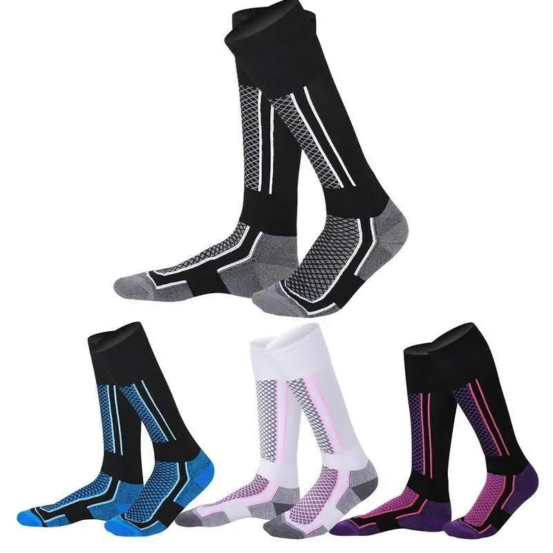 Calzini da sci in cotone spesso Sport Snowboard Ciclismo Sci Calzini da calcio Uomo Donna Assorbimento di umidità Calzini termici ad alta elasticità