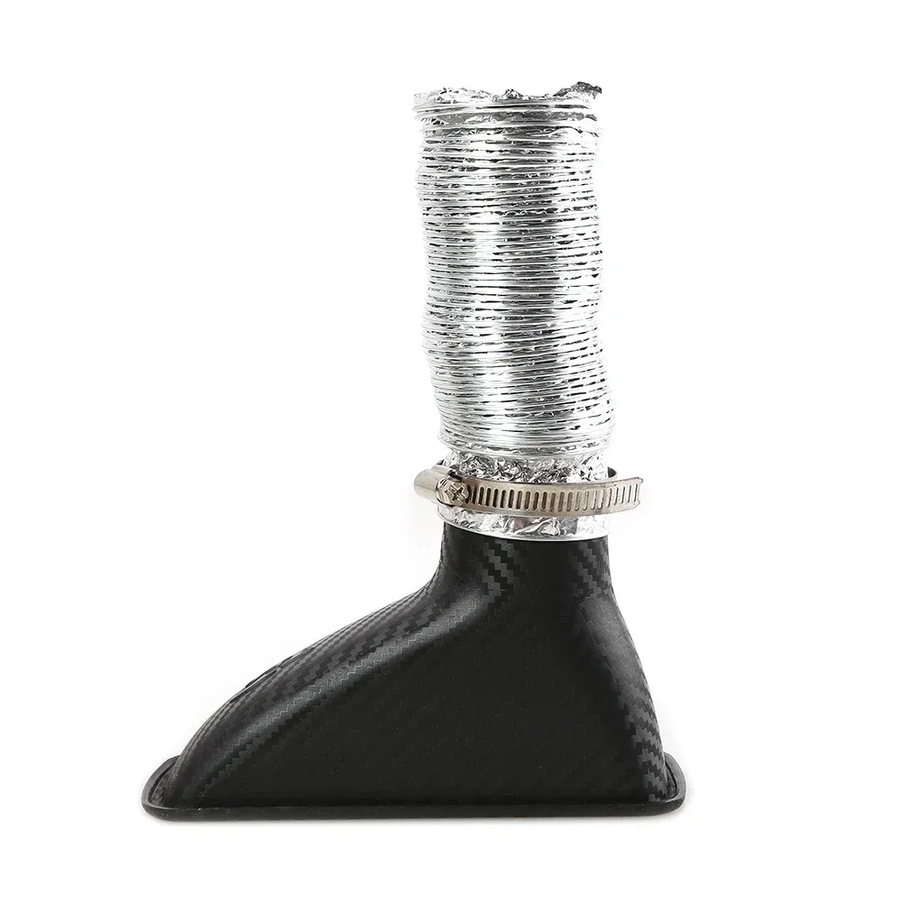 Universal Carbon Fiber modified ABS Square Round Car Front Bumper Turbo Funnel Turbine Inlet Air Intake Guide Telescopic Pipe Ki